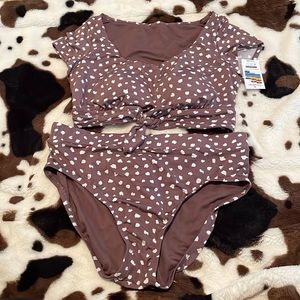 T shirt top, two piece swim